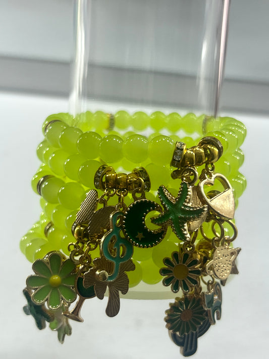 Green Individual Charm Bracelet