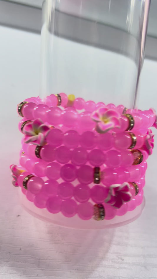 Pink Flower Stack Of 3