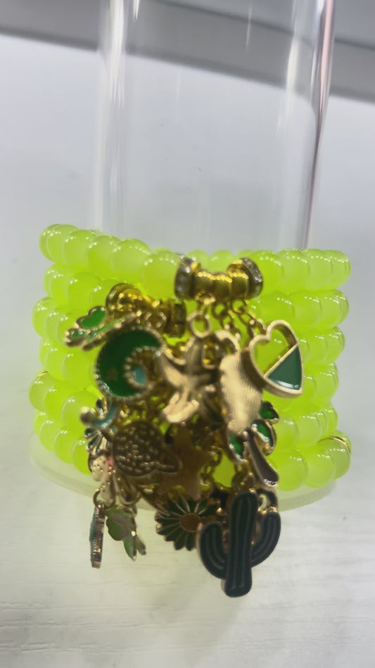 Green Individual Charm Bracelet