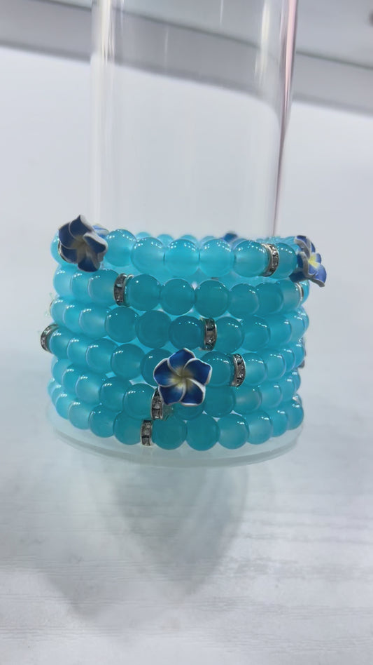 Blue Flower Stack Of 3